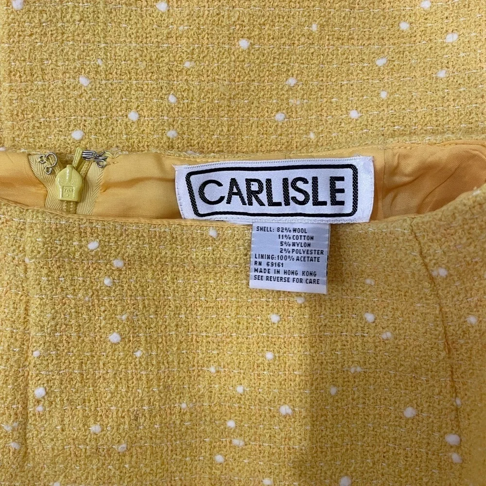 Carlisle Vintage Wool Pencil Skirt Yellow Boucle Size Small